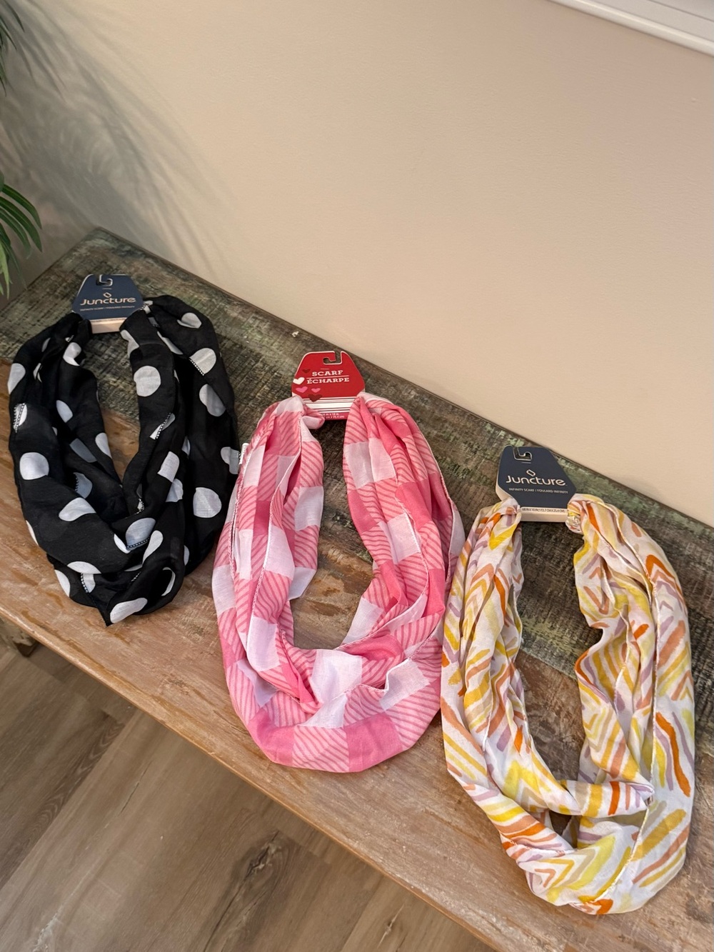 Bundle/bulk set of three new assorted springtime, Infinity light air scarves